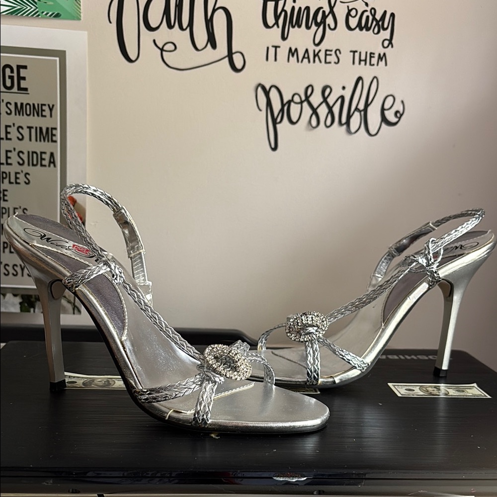 Wild Rose Silver Heels with Transparent Design